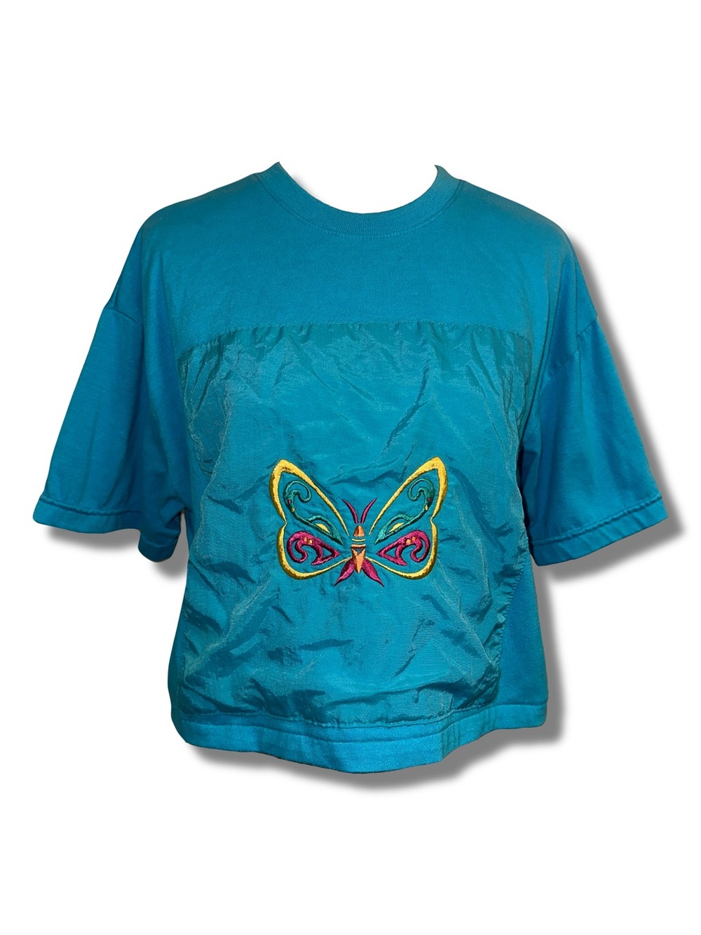 Vtg Embroidered Butterfly Crop Top